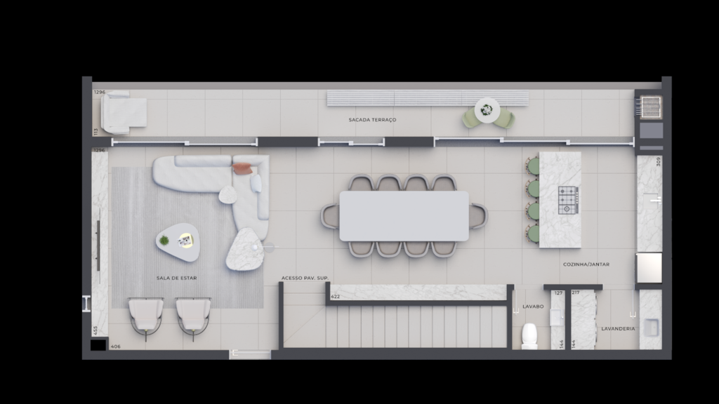 Planta 10 - 3 dorm 183,09m² - cobertura duplex - inferior