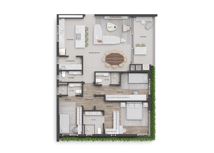 Planta 06 - 3 dorm 124,86m²