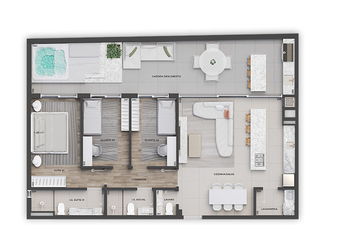 Planta 05 - 3 dorm 122m²