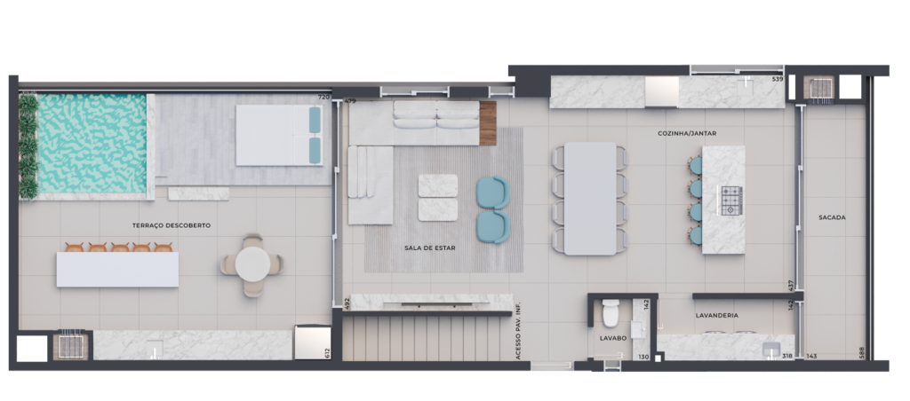 Planta 19 - 3 dorm 267,44m² - cobertura duplex - superior
